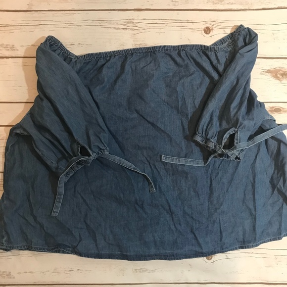 NWT Lane Bryant Chambray Off The Shoulder Top - Picture 2 of 4